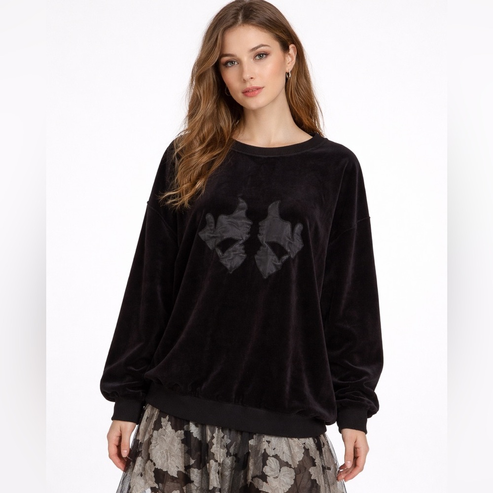 Sonia Rykiel Black Velvet Women Top XL